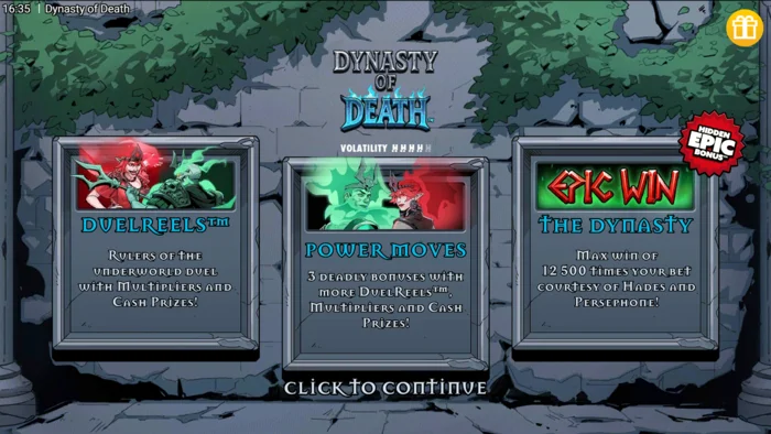 Dynasty of Death - Hauptmenü des Spiels